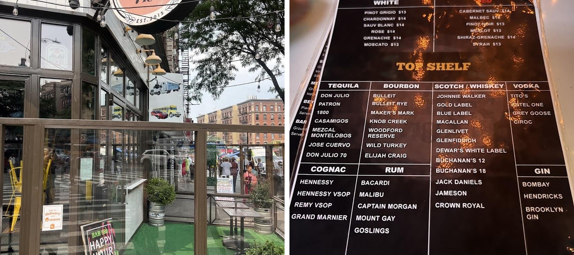 Bar 180 Menu